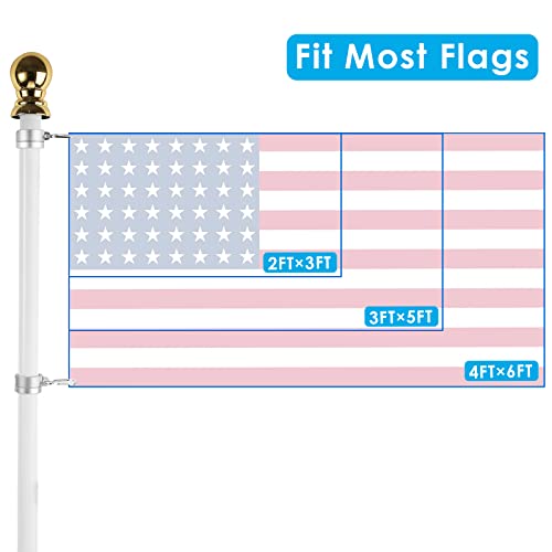 Sdmetei 9 Ft Flag Poles For Outside House Inground, Extra Thick Flag Pole Kit In Ground For Yard, Stainless Steel Flagpole For Garden, Camping, Outdoor Flag Pole Kit Tangle Free, Sectional, White (Flag Not Included) #TOP2
