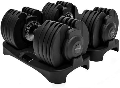 BRAINGAIN Adjustable Dumbbell Pair, 15 in 1 (24kg) & 17 in 1 (40k...