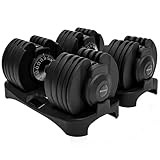 BRAINGAIN 15-in-1 verstellbares Hantelset 24 kg Paar | Platzsparende verstellbare Gewichte für das Training im Heim-Fitnessstudio | 15 Hanteln in einem | Smart-Click-Technologie | Langlebige Leistung