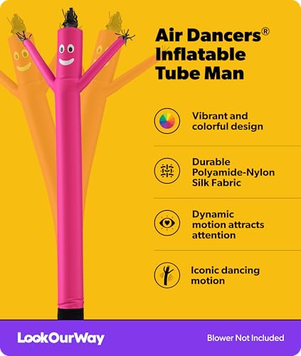 Image of LookOurWay Air Dancers Inflatable Tube Man Attachment - 20 Feet Tall Wacky Waving Inflatable Dancing Tube Guy for Business Promotion - Blower Not Included - Pink