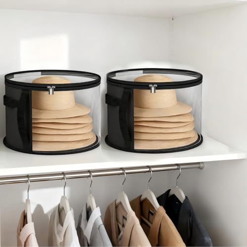 ANLIOTO 4 Pcs Oversized Clear Hat Storage Box, Cowboy Hat Organizer Bag for Closet, Foldable Case with Carrying Handles for Women Men (Black) by ANLIOTO - Image 7