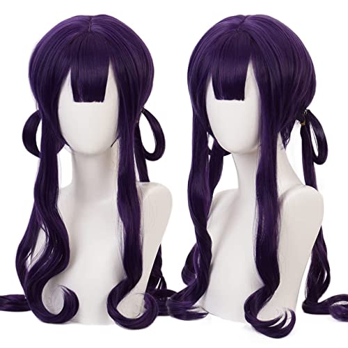 Lwiuentx Anime Cosplay Akane Aoi Perruque Synthétique Longue Bouclée Violette + Bonnet de Perruque Gratuit Cover