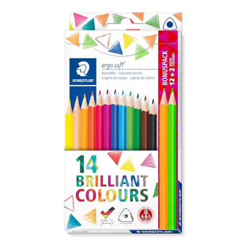 STAEDTLER ergosoft 157 Matite colorate – 12 + 2 colori neon