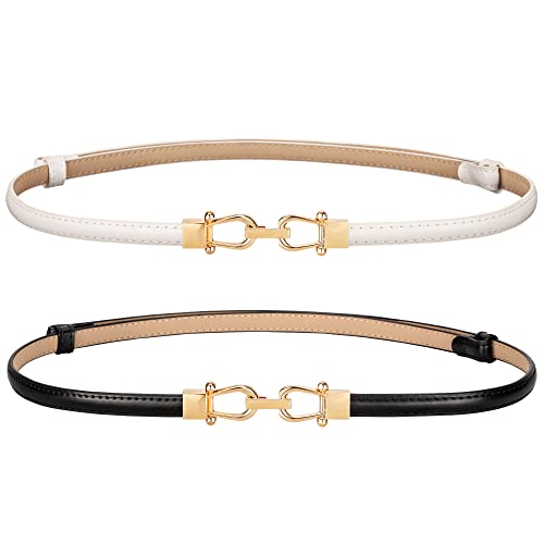 Womens Skinny Belt Leather Thin Belts for Women Dresses Adjustable