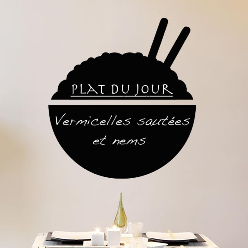 Sticker ardoise tableau noir 100x90cm amovible bol de riz