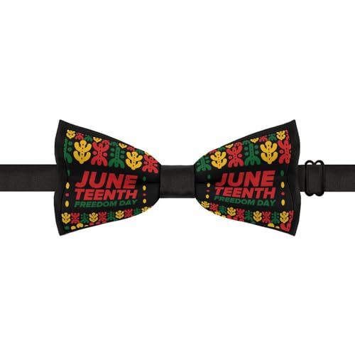 GoasNei Happy Juneteenth Day Freedom 1865 Bow Tie for Men Adjustable Necktie Funny Tie Neck Ties for Weddings Party