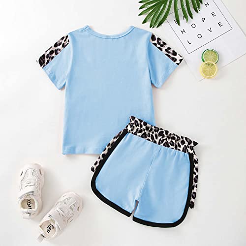 Image of FOCUTEBB Toddler Girl Clothes Baby Leopard T-Shirt Shorts Summer Set 18M-8Y