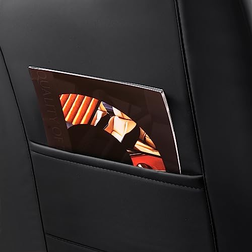 Set 2 Coprisedili Auto Anteriori In Ecopelle Nera – Compatibili Con Airbag, Poggiatesta Inclusi – Adatti Per Auto, Camper E Furgoni