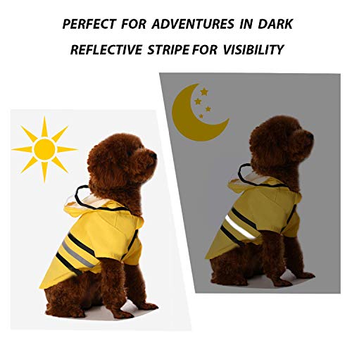 Wizland Capa de chuva refletiva para cães com capuz, leve, impermeável, para filhotes (amarelo P)
