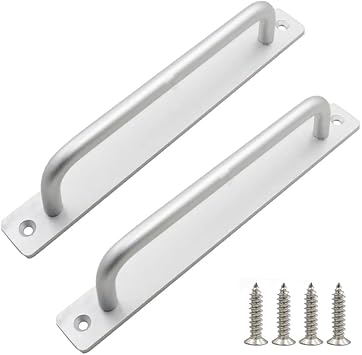 YFFSFDC Aluminum Alloy Door Handle Cabinet Pull Handle Sliding Door Handle Cupboard Cabinet Closet Drawer Kitchen Door Knob Furniture Accessories with Screws Silver 180mm Set of 2