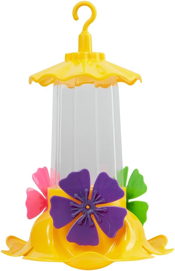 Bebedouro Beija-Flor Gold, Alimentador para Aves, Plástico, Design Floral, Anti-formiga Anti-Gotejamento, 220ml, Amarelo