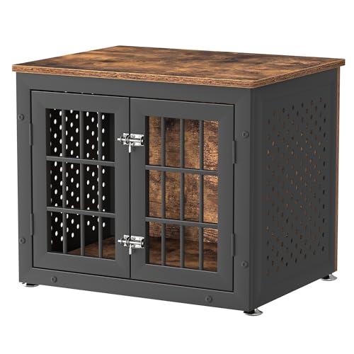 26in heavy-duty metal dog crate with end-table style design