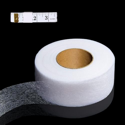 LIMPAC 70 Yardas/64 M Cinta Termoadhesiva Fliselina Termoadhesiva Doble Cara No Se Necesita Coser Ropa Cinta Dobladillo Plancha con Cinta Métrica para Reparar Cortinas Pantalones (40 mm Ancho)