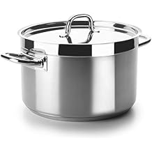 LACOR Chef Luxe Deep Casserole with Lid, 28cm, Silver