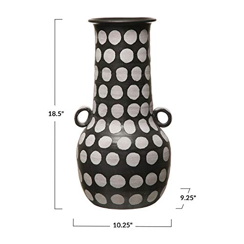 Creative Co-Op Hand-Painted Terra-Cotta Vase with Polka Dots, Black & White, Truck Ship by Creative Co-Op - Image 2