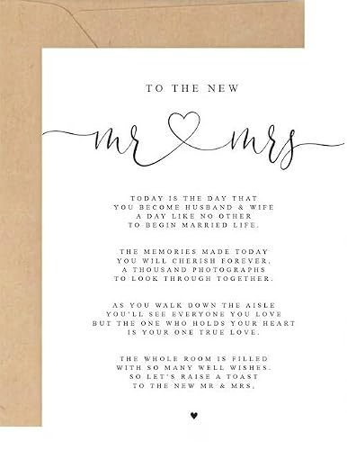 On your Wedding Day Poem A5 Greeting Card with envelope, The new Mr & Mrs Card, Bride and Groom Card, Card for Wedding, Wedding Day Card (Style: To the New Mr & Mrs)
