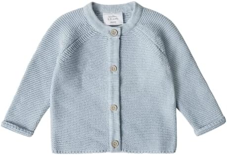 Stellou & friends 100% Cotton Newborn, Baby and Toddler Cardigan Sweater (Light Blue, 3-6 Months)