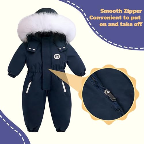 BYFRI Boys Girls Snowsuit One Piece Winter Outfit Toddler Warm Hoodies Coat Infant Ski Suits Baby Thick Fleece Jumpsuit 2T-5T — view 5