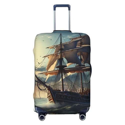 Elastic Travel Luggage Cover for Suitcase Tsa Approved Stretch Scratch-Resistant Suitcase Protector Cover Washable Nautical Sailboat Baggage Covers Fits 18-32 Inch Luggage Case