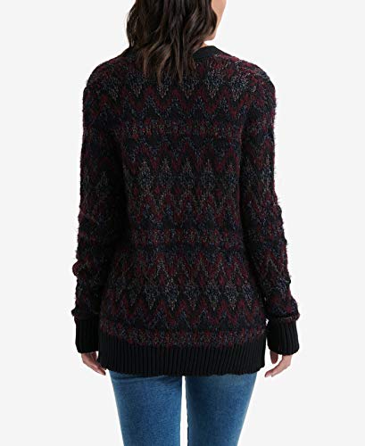 Lucky Brand Womens Shine Fairisle Cardigan Sweater, Black/Multi, Small Us #TOP1
