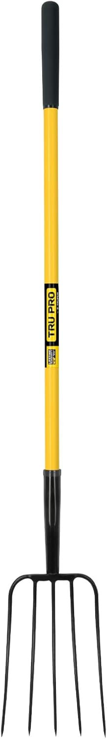 Truper TruPro Spading Fork, 4 Tines, 30-Inch Fiberglass D-Handle (Model BJ-4F / 30299)