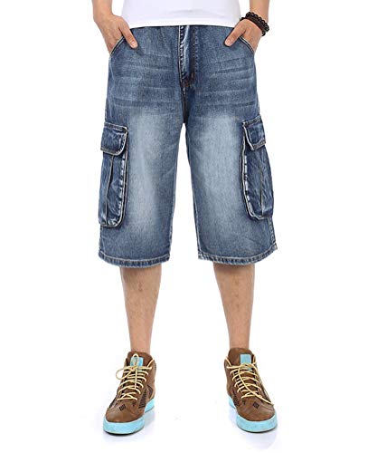 Men's Jeans Shorts Cargo Denim Shorts Relaxed Fit Big and Tall Loose Casual Plus Size 30W-46W (34, Blue B)