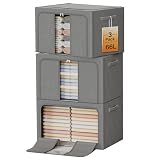 LeArex Clothes Storage Bins with Metal Frame, Foldable Clothes Organizers Storage...