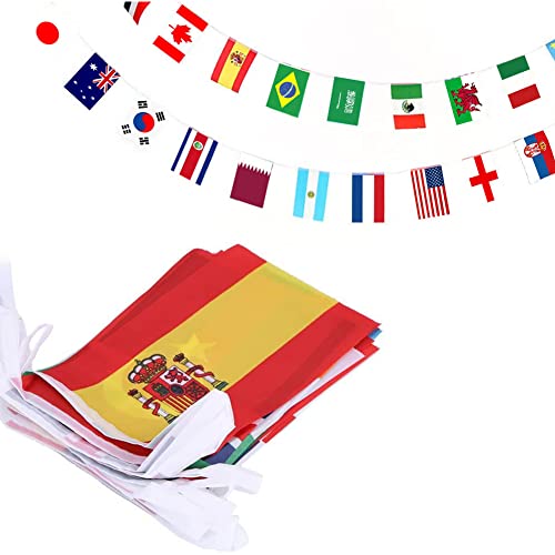 Coupe du Monde 2022 Drapeau,Décoration Coupe du Monde,32 Bannières de Chaîne de Drapeaux de Pays,Chaîne de Drapeaux Pour les Clubs de Football, les Bars, la Décoration de la Maison Cover