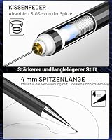 Nicpro 6 Stück Druckbleistifte Set mit Etui, Metall Mechanische Bleistifte 0,3 0,5 0,7 0,9 2 mm Fallminenstift mit 8 Röhrchen Minen 4B 2B HB 2H, Radiergummis, Zeichenstifte für Schreiben, Skizzieren – Ansicht 2