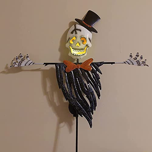 Dr.dudu 4 Ft Halloween Decoration Yard Stake, Outdoor Lighted Skeleton Scarecrow, Decorative Solar Powered Lantern Yard Sign For Garden Lawn Party Haunted House #TOP14