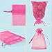 ANZNKU 50 Pack Hot Pink Organza Bags 4 x 6 inch Premium Sheer Drawstring Small Mesh Bags for Candy Jewelry Party Wedding Christmas Favor Gift Bags