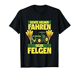 Echte Helden Fahren Gelbe Felgen Kinder Outfit oder als Bauern Geschenk für Landwirte und Farmer die Traktor, Mähdrescher und Schlepper fahren. Witziger Spruch für Landwirte die in der Agrarwirtschaft und dem Ackerbau arbeiten.
