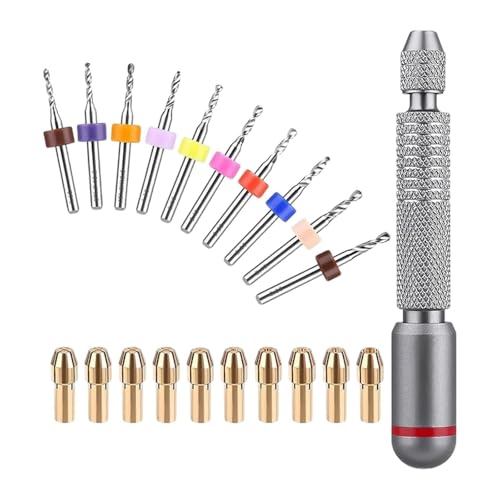 kowaku Hand Drill Set with 10Pcs Micro Chuck Collet Compact Multipurpose for Carving Resin Twisting Lightweight