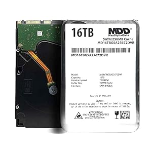 MDD MAXDIGITALDATA MDD 16TB 7200RPM 256MB caché SATA 6.0Gb/s 3.5 pulgadas disco duro interno para almacenamiento de vigilancia (MD16TGSA25672DVR) – 3 años de garantía (renovado)