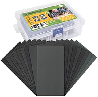 BLOSTM Assorted Sandpaper 102PCS - 60 to 3000 Grit Wet and Dry Sandpaper for Wood & Metal 6 of Each, Abrasive Paper Sheets with Compact Case for Wood, Metal, Automotive, Furniture & More -3 x 5.5 Inch