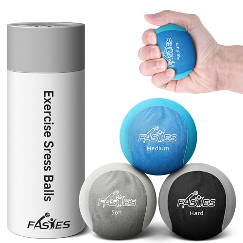 Stress Balls for Adults, Squeeze Balls for Hand Therapy, Relief Anxiety Stress Ball, Physical Therapy Stress Ball, Hand Exercise Ball for Grip Strength, Tri-Density Stress Balls (Soft, Medium, Hard) (3 Pack)