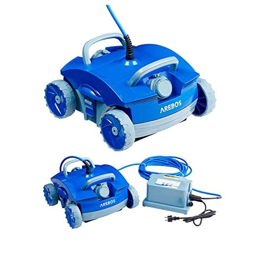 Arebos Robot Automático para Piscinas | Corredor para Piscinas de hasta máx. 50 m³ | Aspirador de Piscinas Limpia Suelos | 2 Modos de Limpieza