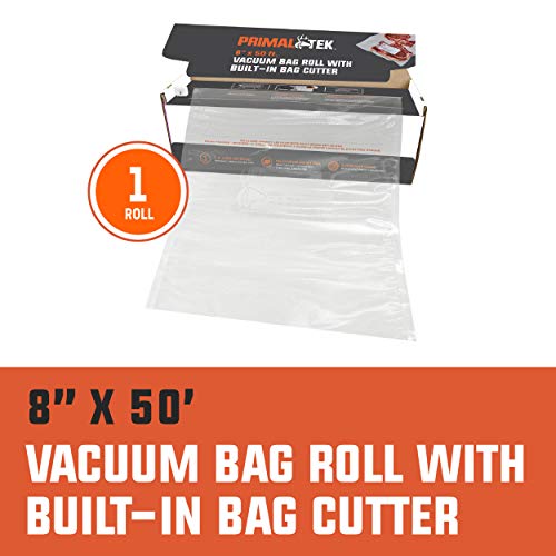 Primaltek Vacuum Bag Roll Cutter Box - User Friendly For Food Saver – Microwave, Freezer And Boil Safe, Bpa-Free, Compatible With Most Vacuum Seal Machines (8” X 50') #TOP1