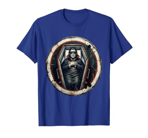 Sleeping Dracula Coffin Funny Halloween Design T-Shirt, Men, Royal Blue, Large