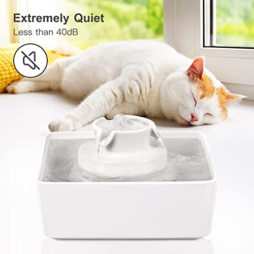 GISOFIK 71oz/2.1L Ceramic Cat Water Fountain, Automatic Dog Water Fountain with 3 Water Flows, Ultra-Quiet Cat Water… - Image 6