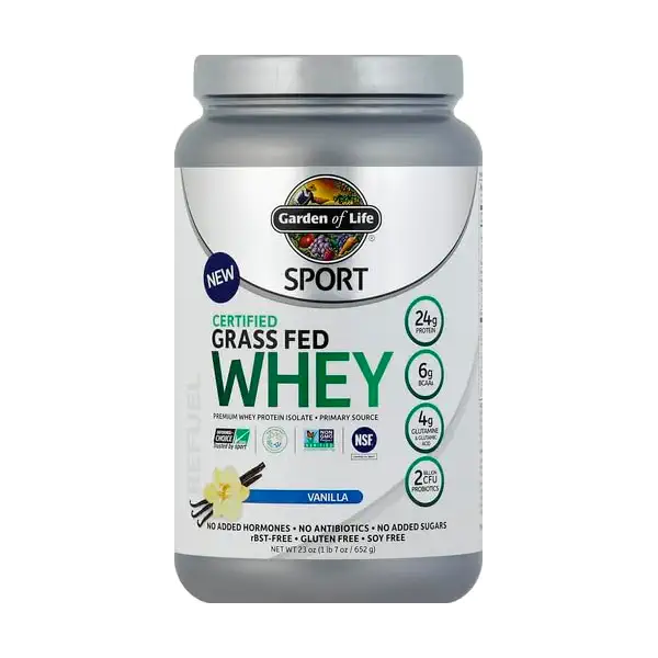 Garden of Life Sport Grass Fed Whey Protein Powder – 24g Whey Protein Isolate for Women & Men with Probiotics & Glutamine,Non-GMO, Gluten-Free,Cold-Processed, Vanilla Flavor, 20 Servings, (Pack of 6) 2