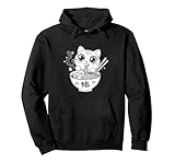 divertente maglietta grafica ramen gatto giapponese kawaii anime cat felpa con cappuccio