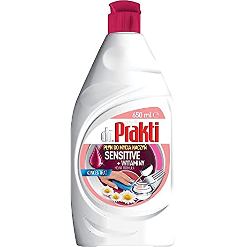 dr.Prakti Líquido Lavavajillas Manos Sensitive + Vitaminas, no irrita la piel, concentrado y eficaz, 650 ml