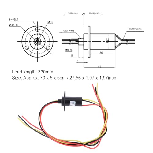 Drehkrümmer, Slip Ring, drehbarer Kollektor, Gleitring 250 U/min, 15 A, Mini-Gleitring, 3 Drähte, 0 – 600 V, für Stromerzeuger mit Windturbine