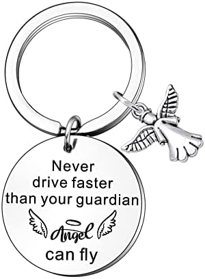 JETTOP New Driver Gifts for Women Men Guardian Angel Gifts for Learner Driever Never Drive Faster Than Your Angel Can Fly