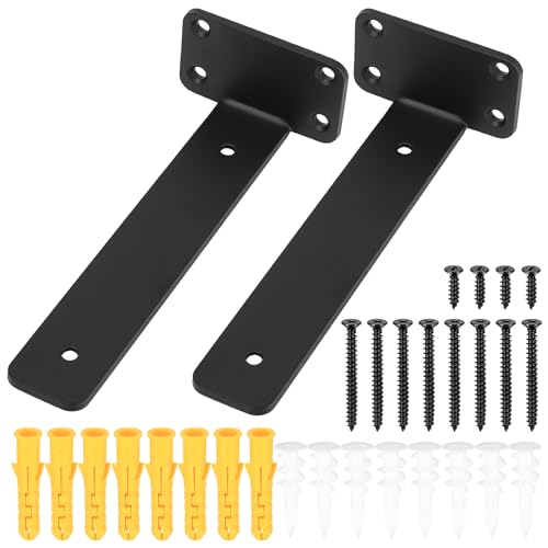 Image of 2 Pcs 20cm Black Invisible Heavy Duty Floating Shelf Supports