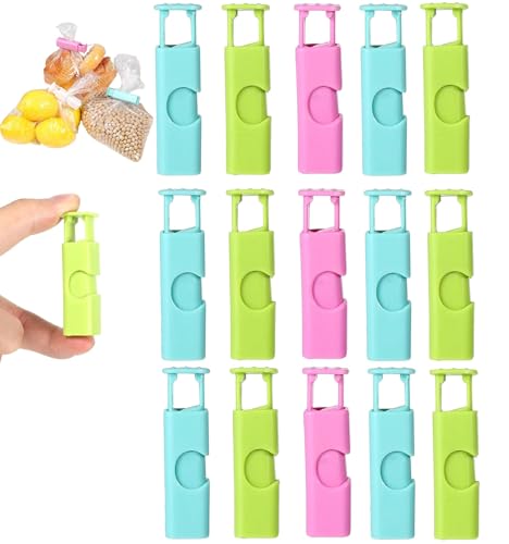 Image of Reusable Bag Sealer Clips | Airtight Food Storage Sealing Clips | Leak-Proof Snack Bag Clamps for Chips, Bread, Frozen Food, Pantry & Kitchen Organization - Multi-Color (15pcs)