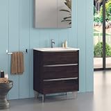 ✅ Medidas: El mueble está disponible en varios anchos: 60cm-70cm-80cm-100cm. El mueble de baño cuenta con un fondo de 45cm y altura de 72cm de mueble + 12cm de las patas. El lavabo va incrustado en el mueble de baño. Colores: Disponible en Roble Natural, Pino Gris, Wengué Nature y Blanco Brillo. Para ver el interior de los cajones, mire las imágenes del mueble Escorpio en color Roble Natural.