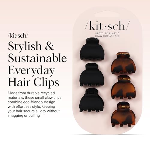 Kitsch Mini Claw Clips for Women - Tortoise & Black, 6pcs - image 7