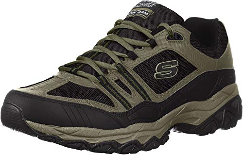 Skechers Men's After Burn Memory Fit - Strike Off Lace-Up Sneaker,Pebble/Black,14 4E US